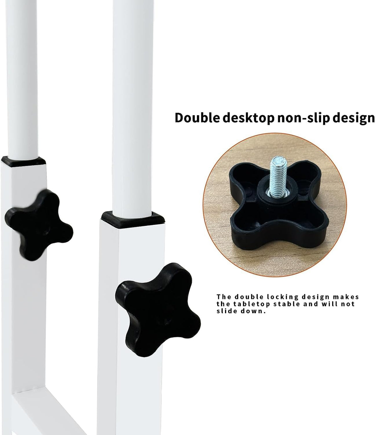 White Mobile Height-Adjustable Laptop Desk with Storage