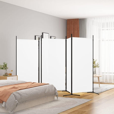 vidaXL Modern Room Divider with Foldable Design, 5-Panel Fabric Divider in White, Privacy Screen for Living Room and Bedroom, 433x180 cm
