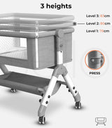 3-in-1 Baby Cot Bed Crib Bedding Set Bassinet Safety Fence Adjustable Beside Rails Babysitter Sleep