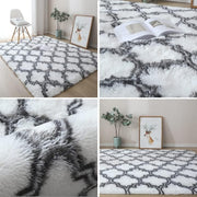200 × 300 cm White & Black Fluffy Area Rug