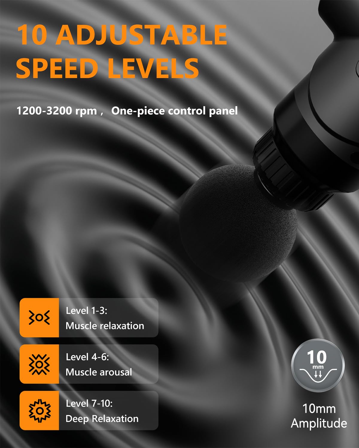 Massage Gun, Massage Gun Deep Tissue, with 10 Speed Levels, Type-C Charging, Portable Handheld Muscle Massager, Home and Office Use, Ideal Gifts for Men