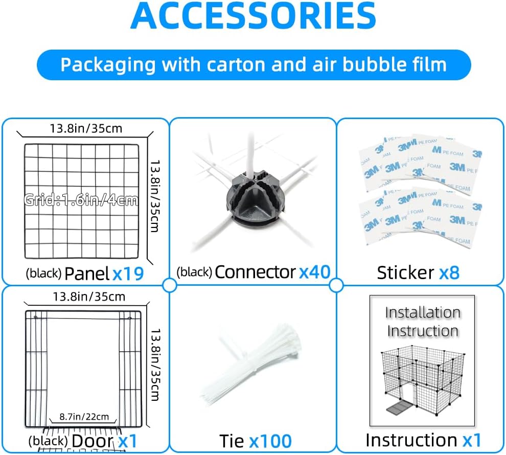 20-Piece Modular Wire Small-Animal Enclosure – 35 cm Panels