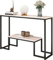 Narrow 2-Tier Industrial Console Table