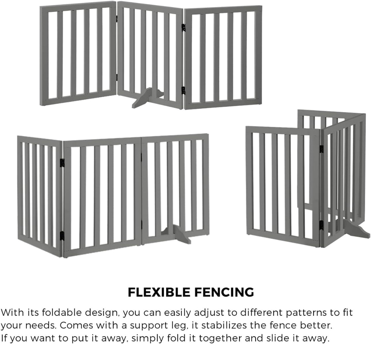 Freestanding Foldable MDF Pet Gate – 3 Sizes, White or Grey