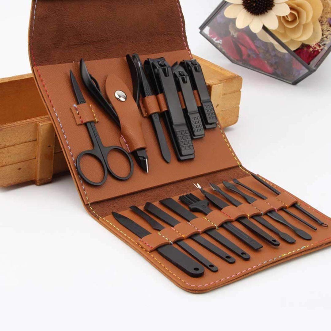 16-Piece Stainless-Steel Manicure & Grooming Set with Case