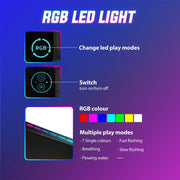 Gaming Desk with Led Light Computer Desk Home Office Workstation Racer Table Desktop Carbon Fiber 140CM