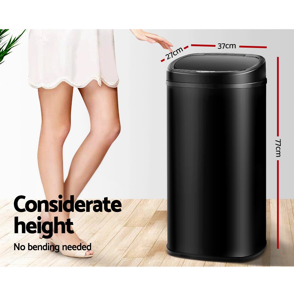 68 L Silver Sensor Rubbish Bin with Manual Mode