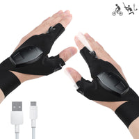 Rechargeable LED Fingerless Flashlight Gloves – Pair