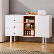 White & Orange Sideboard with Shelves & Drawers