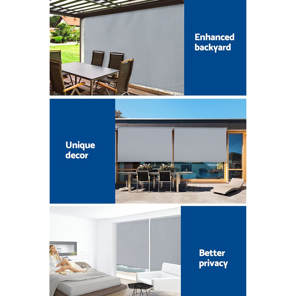3 × 2.5 m Manual Outdoor Roller Blind – Grey