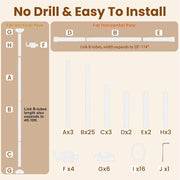 Heavy-Duty No-Drill Room-Divider Rod – 122–305 cm High