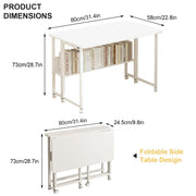80 cm Foldable Mobile Computer Desk with Shelf
