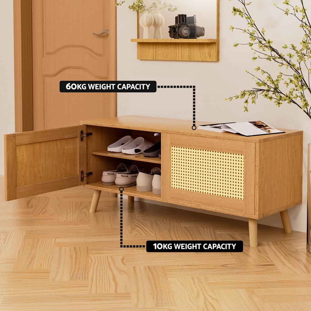 2-Tier Rattan Shoe Cabinet for Up to 10 Pairs