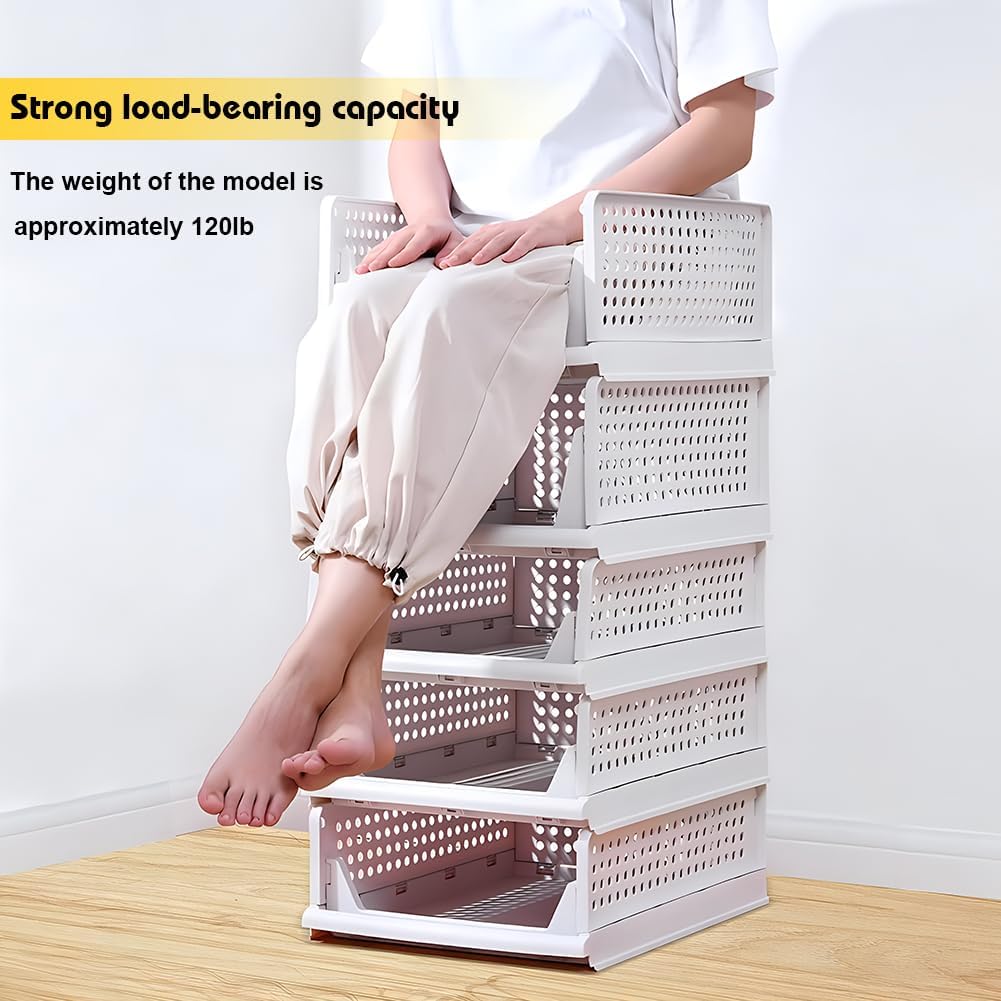 43 × 33 × 18 cm Foldable Stackable Storage Baskets – 5 Pack