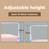 Bed Rail Baby Kids Safety Guard Height Adjustable Folding Child Toddler Cot Protect Steel Tube Safe Sleeping (M:180cm x 70cm/83cm)