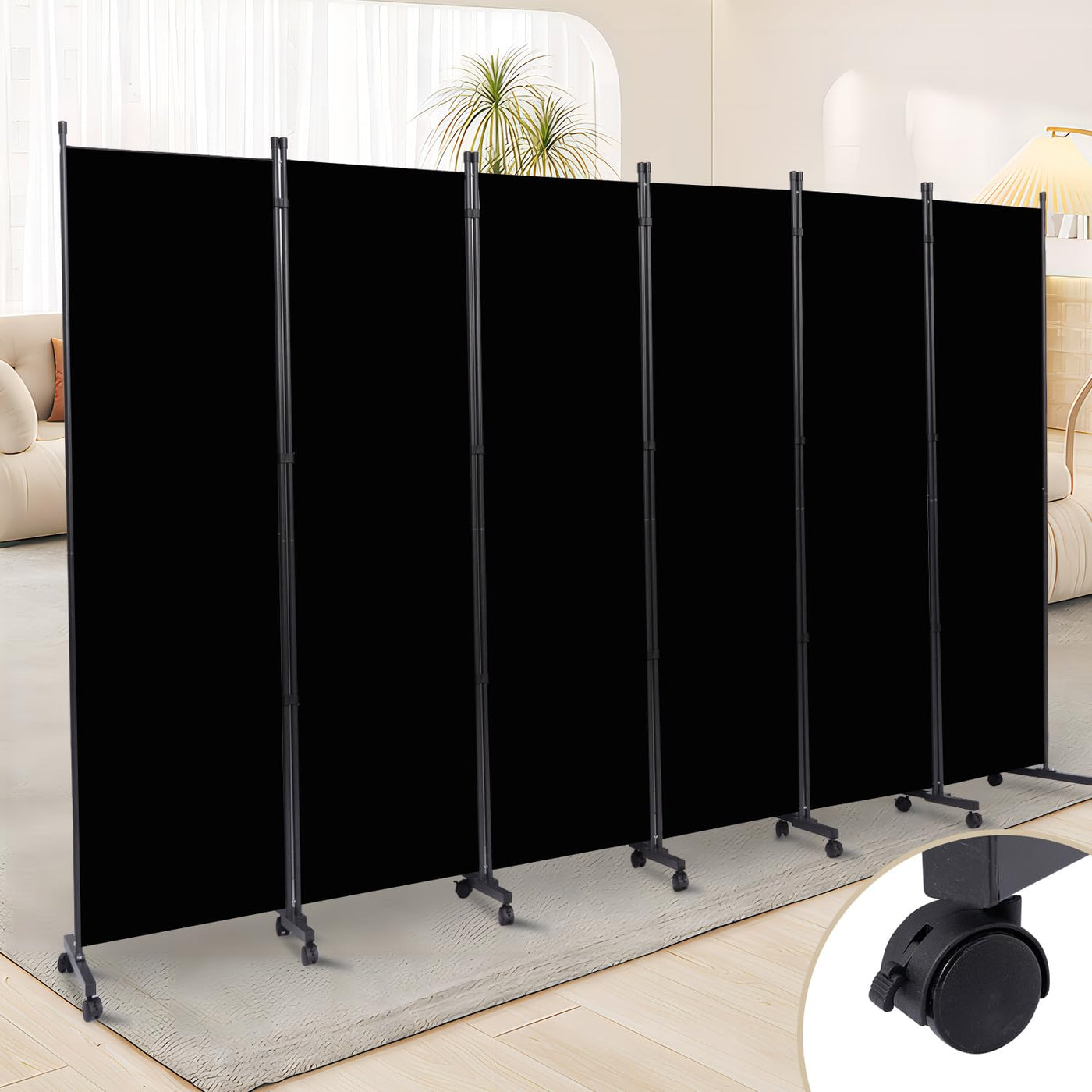 Single-Panel Rolling Room Divider – Grey or Beige