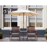 2-Seater Timber Garden Bench with Folding Table & Umbrella Hole
