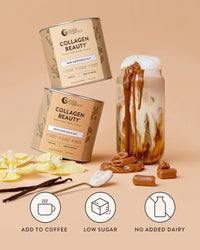 Nutra Organics Collagen Beauty Vanilla 225g | Low Sugar, Non-Dairy, Drink Mix w/Vitamin C | Collagen Powder that Supports Skin Elasticity & Hydration, Healthy Hair, Nails, & Gut Wellbeing (18 Serves)