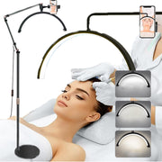 Lash Light, Half Moon Lamp with 3 Color Temperature, Tattoo Light with Phone Holder, LED Floor Lamp for Eyelash Extensions, Beauty, Skincare, Eyebrows, Filming Content Creation,Black