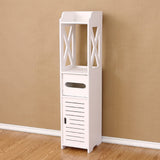 Small Bathroom Storage Corner Floor Cabinet with Doors and Shelves, Thin Toilet Vanity Cabinet, Narrow Bath Sink Organizer, Towel Storage Shelf for Paper Holder, (White)