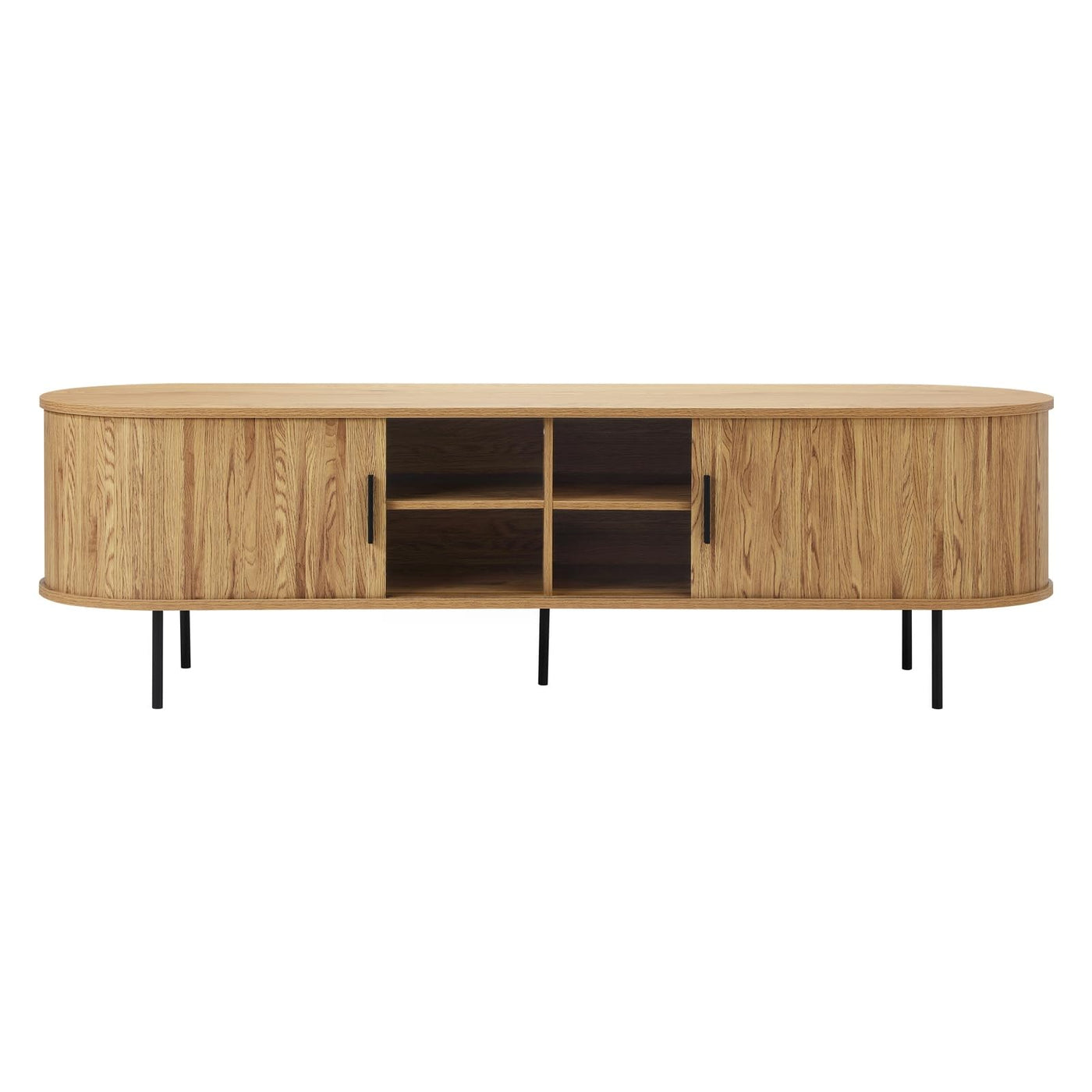 160 cm TV Cabinet with Tambour Sliding Door