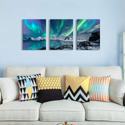 3-Piece Framed Aurora Canvas Wall Art Set – 30 × 40 cm Each