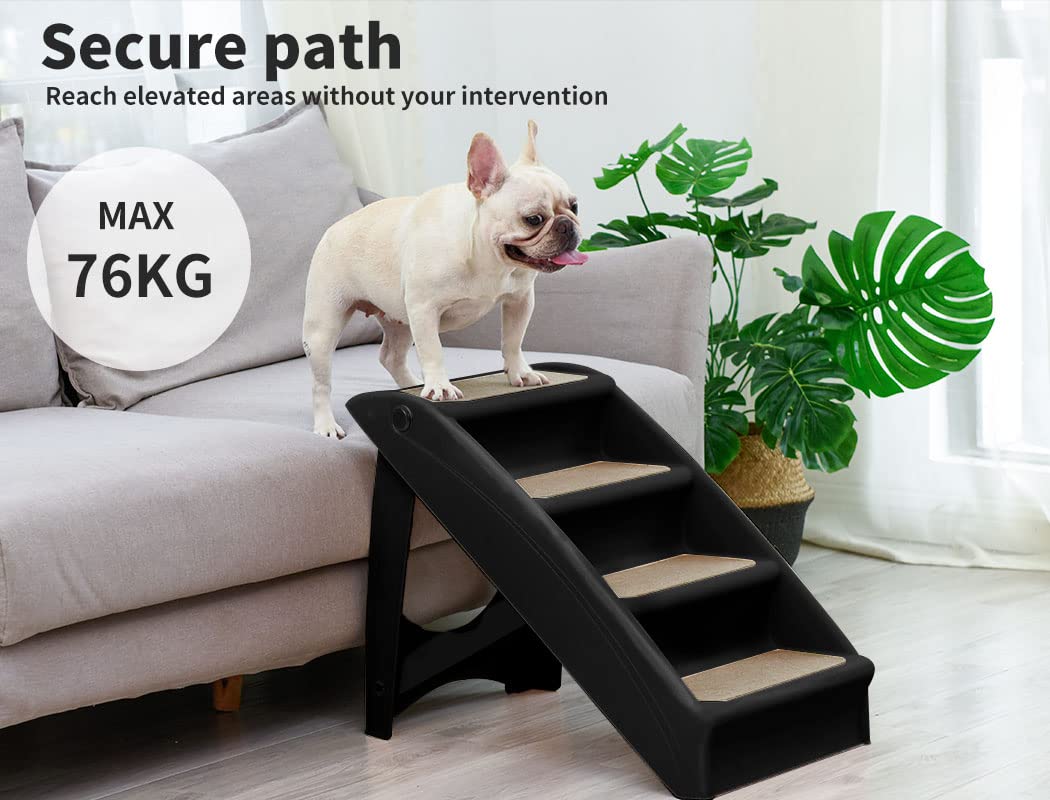 50 cm Black Foldable Pet Stairs – 76 kg Capacity