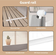 Bed Rail Baby Kids Safety Guard Height Adjustable Folding Child Toddler Cot Protect Steel Tube Safe Sleeping (M:180cm x 70cm/83cm)
