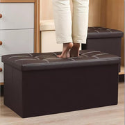 Foldable Storage Ottoman Bench with Padded Seat – Black, 76 × 38 × 38 cm