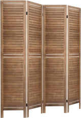 Artiss 4 Panel Room Divider, Folding Wooden Privacy Portable Screen Shelf Dividers Partition Wall Screens Home Pet Child Indoor Balcony Bedroom Furniture, Separator Water-Resistant Brown