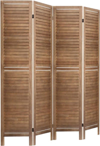 Artiss 4 Panel Room Divider, Folding Wooden Privacy Portable Screen Shelf Dividers Partition Wall Screens Home Pet Child Indoor Balcony Bedroom Furniture, Separator Water-Resistant Brown