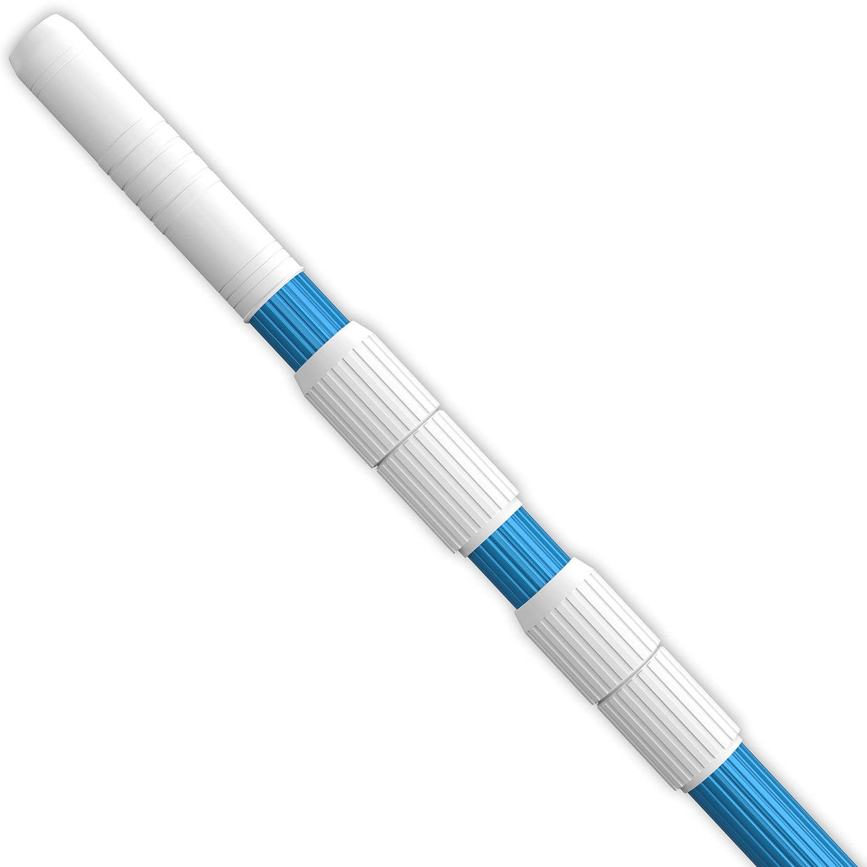 Swimming Pool Pole Telescopic Aluminum Rod for Skimmer Nets Vacuum Heads with Hoses Rakes Brushes | Adjustable Length | 1.1 mm Commercial Thick Pole | Ribbed Finish Blue 270 cm