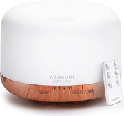 500ml Essential Oil Diffuser, 5 in 1 Ultrasonic Aromatherapy Fragrant Oil Diffusers, Vaporizer Humidifier with Remote Control, Timer, Auto-Off Safety Switch, 7 LED Light Colors