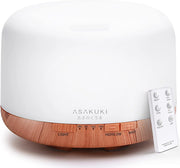500ml Essential Oil Diffuser, 5 in 1 Ultrasonic Aromatherapy Fragrant Oil Diffusers, Vaporizer Humidifier with Remote Control, Timer, Auto-Off Safety Switch, 7 LED Light Colors
