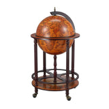 Antique Globe Bar Mini Wine Stand Rack Wooden Drinks Trolley Wine Storage Liquor Cabinet Alcohol Serving Cart Mid-Century