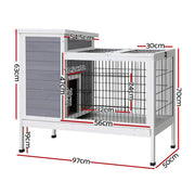 Compact Fir-Wood Small-Animal Hutch with Sliding Tray – 96 × 49 × 86 cm