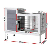 Compact Fir-Wood Small-Animal Hutch with Sliding Tray – 96 × 49 × 86 cm