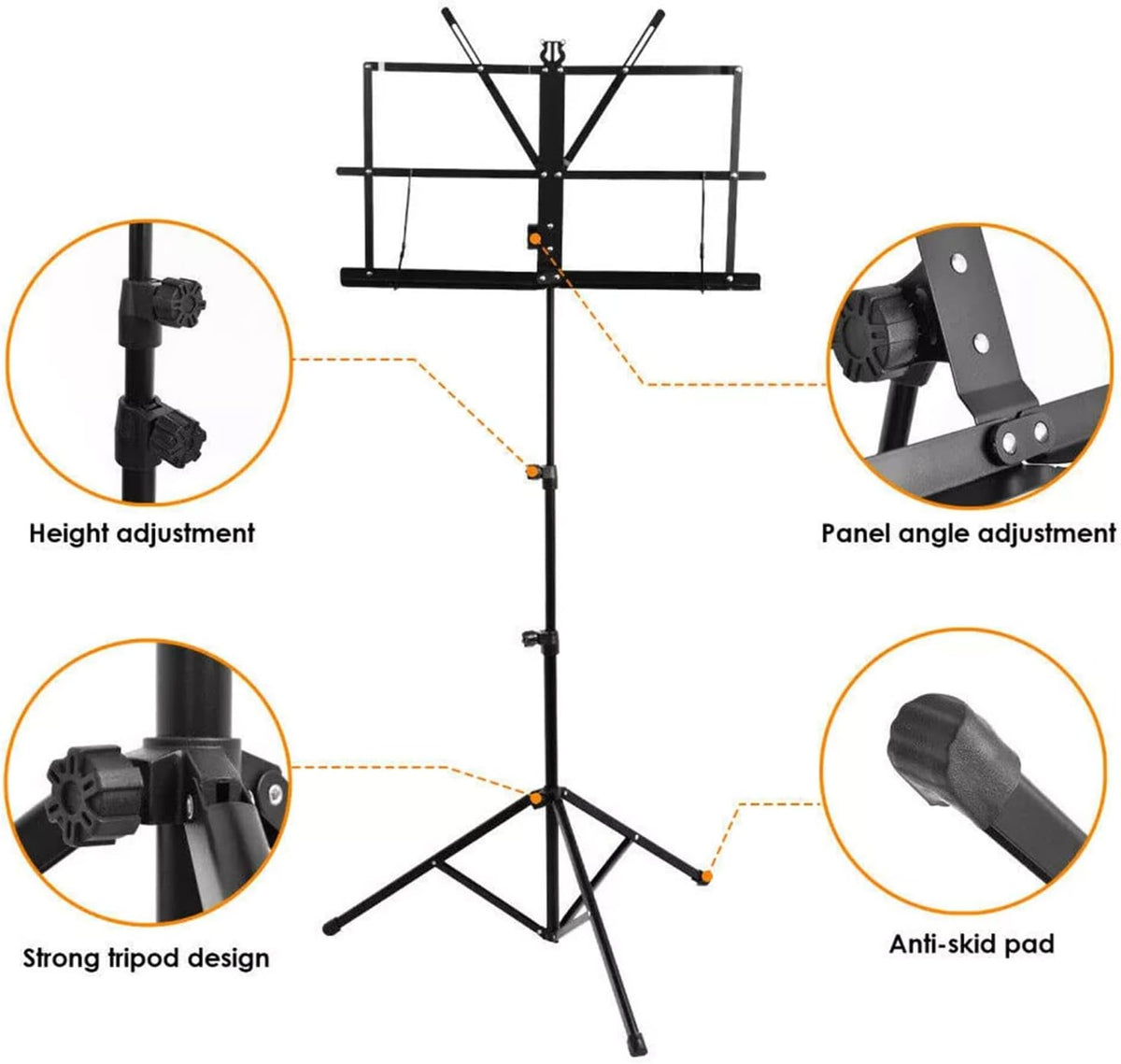 Portable Folding Adjustable Music Stand with Carry Bag