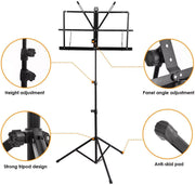 Portable Folding Adjustable Music Stand with Carry Bag