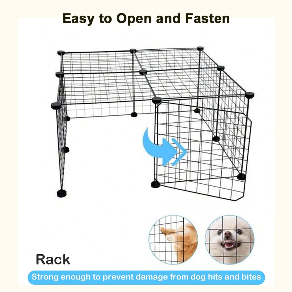 12-Panel Black Wire Small-Animal Playpen – 37 × 37 cm Panels