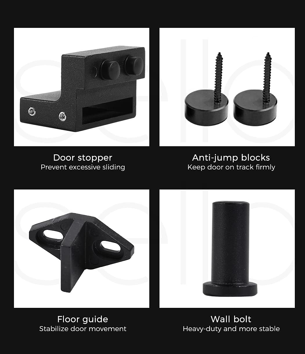 3.66 m Black Single Barn-Door Track & Roller Hardware Kit