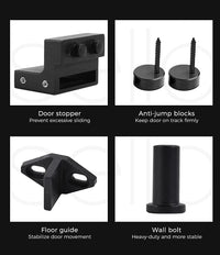 3.66 m Black Single Barn-Door Track & Roller Hardware Kit
