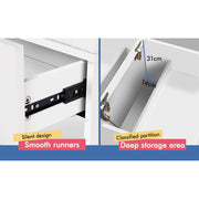 White Fold-Away Vanity Desk with Mirror, 3 Drawers & Hidden Stool