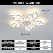 Ceiling Fans with Lights and Remote, Modern White LED Acrylic Ceiling Fan Light, Silent Dimmable Adjustable Wind Speed Reversible Motor, Ceiling Fan for Living Room, Bedroom, Kitchen