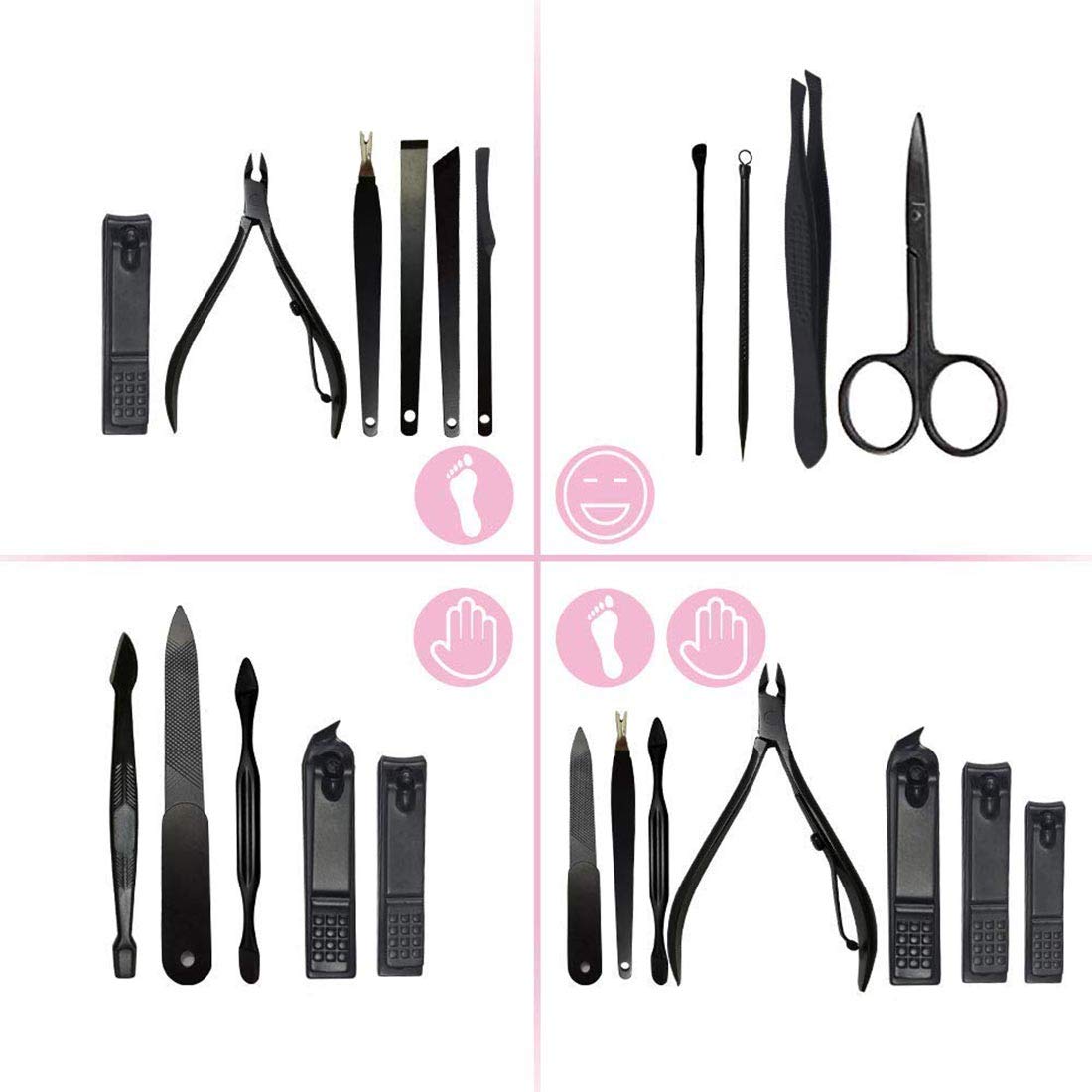 16-Piece Stainless-Steel Manicure & Grooming Set with Case