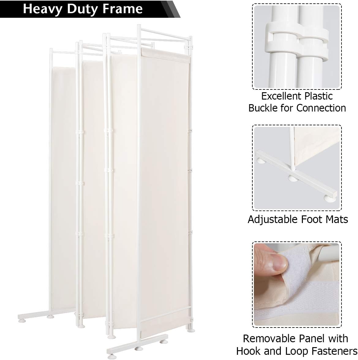 300 × 180 cm 6-Panel Folding Fabric Room Divider – 2 Colours