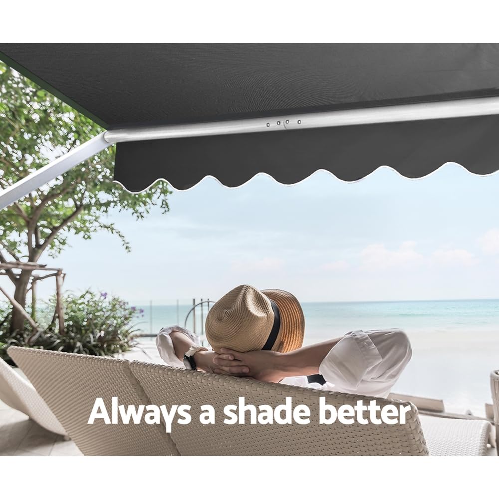 1.8 × 2.1 m Grey Retractable Pivot-Arm Outdoor Blind
