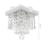 Luxury Crystal LED Chandeliers Modern Square Raindrop Flush Mount Ceiling Light Fixtures Lighting Pendant Lamp for Bedroom,Living Room Closet Foyer (White Light, 20CM/8 inch)