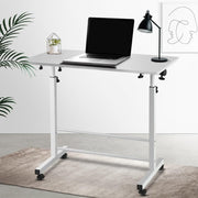 White Adjustable Laptop Table with 360° Lockable Castors