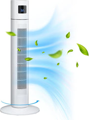 Tower Fan Portable Floor Fan Electric Cooling Fans with 3 Speed, 12H Timer, 70° Oscillating, LED Digital Display for Bedroom Home Office, White
